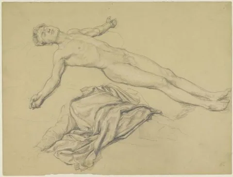 Theodor Grosse, Studie van een liggende naakte man en draperie