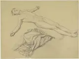 Theodor Grosse, Studie van een liggende naakte man en draperie