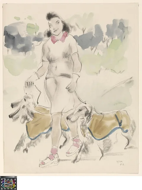 Henri Van Straten, Walking with three dogs