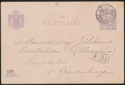 Arnold Hendrik Koning, Briefkaart aan Philip Zilcken