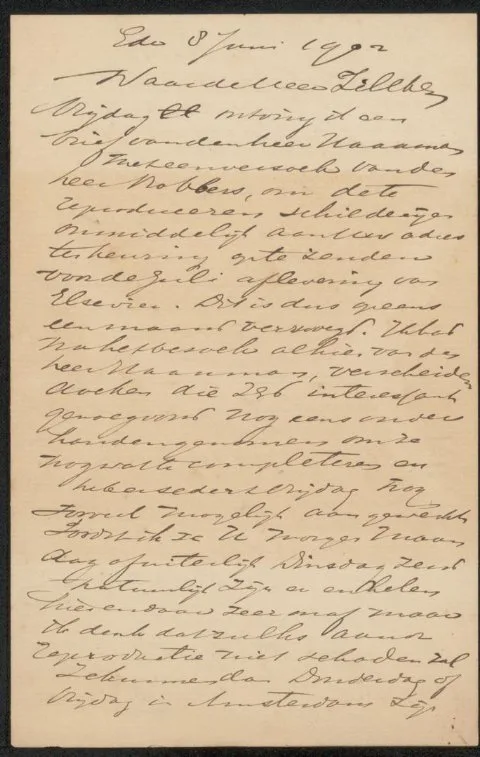 Arnold Hendrik Koning, Brief aan Philip Zilcken