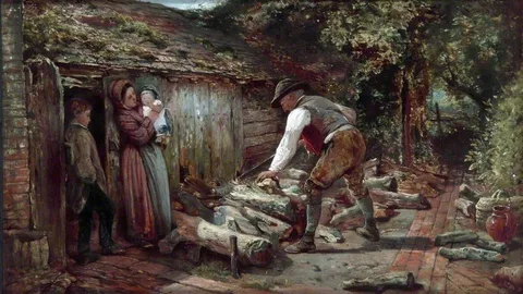 Thomas Falcon Marshall, The Woodcutter (part of the 'Liverpool Academy Album' presented to Alderman John Lea)
