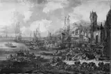 Pieter Casteels II, Southern Seaport with Numerous Figures on the Shore