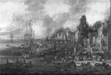 Pieter Casteels II, Sounthern Seaport with Numerous Figures on the Shore