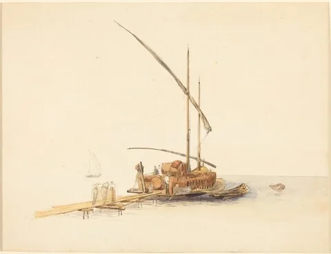 Hans Jacob Ulrich, Wine Barrels Loaded onto a Sailing Barge at Vevey