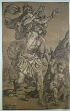 Ludolph Büsinck, Aneas Carrying Anchises from Troy (after Georges Lallemand)