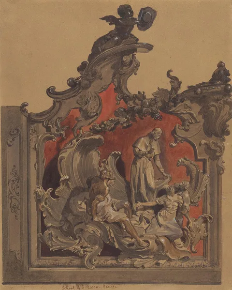 Thomas Hartley Cromek, School of St. Rocco, Venice, Study of Curved Decoration