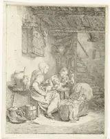 Johannes Huibert Prins, Vrouw en twee kinderen in interieur