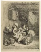 Johannes Huibert Prins, Vrouw en twee kinderen in interieur