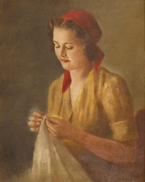 Gyula Glatter, Embroidering Girl