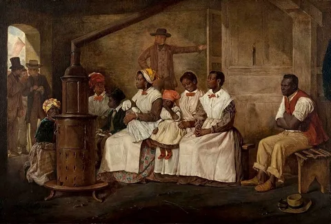 Eyre Crowe, Slaves waiting for sale, Richmond, VA