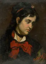 Gyula Stetka, Head of a Girl with Red Scarf
