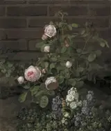 O.D. Ottesen, Et mosrosetræ omgivet af sommerblomster