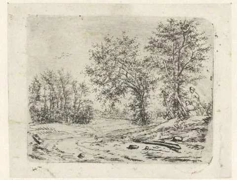 Claes van Beresteyn, Landschap met twee mannen die een naakte vrouw bespieden