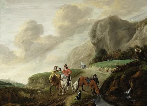 Claes van Beresteyn, Landscape with a Falcon Hunt