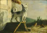C.O. Zeuthen, Scenery with dog, hens and chickens.