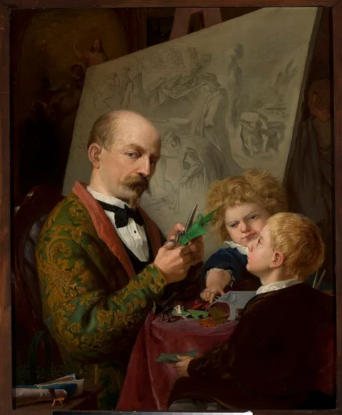 Adrian Głębocki, Artist's self-portrait with children