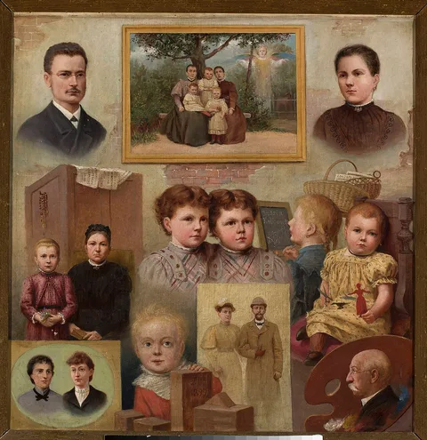 Adrian Głębocki, Collective portrait of the Kalinowski family with the painter's self-portrait