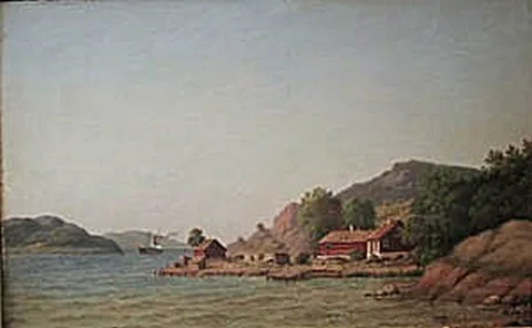 Carl Bille, A steamship near a rocky coast.