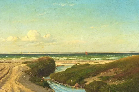 Carl Bille, The mouth of Esrum Canal by Dronningmølle.