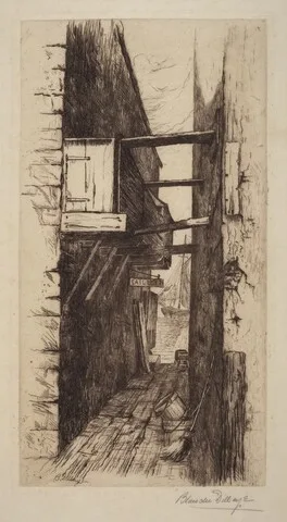 Blanche Dillaye, Untitled (Alleyway with View of a Harbor)
