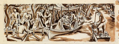 Miriam McKinnie, White Fawn (mural study for Forest Park, Illinois Post Office)