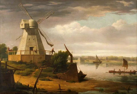 Robert Burford, View of Chelsea Hospital from the South Bank at Battersea