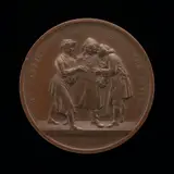 Leonard Charles Wyon, Canvassing for Votes (central scene from a painting by William Hogarth) [reverse]
