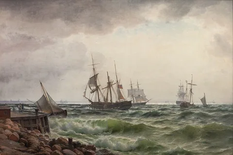 Carl Neumann, Skibe under land efter en byge
