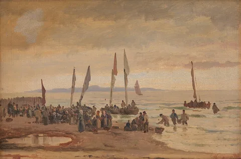 Carl Neumann, Hjemvendende fiskere modtages på Hornbæk Strand