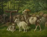 Andreas Peter Madsen, Goats by a stone fence.