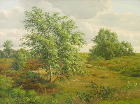 Andreas Peter Madsen, Summer landscape with birch trees.