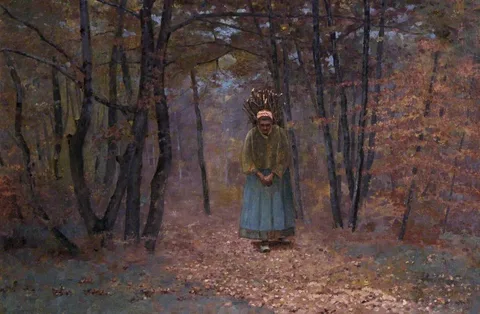 Frank O'Meara, Old Woman Gathering Faggots