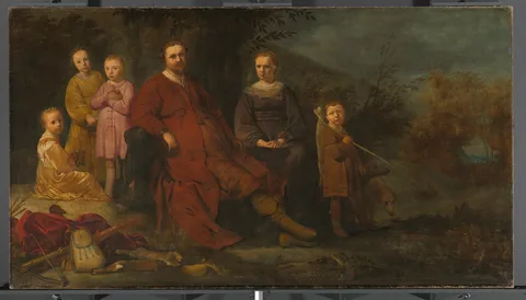 Dirck Bleker, Lucas de Clercq (ca. 1593-1652)  and his family at their summer home 'Clercq en Beeck'