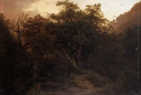Edouard De Vigne, Woodland Scene at Alife in the Abruzzo (Italy)