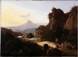 Edouard De Vigne, Italian Landscape with Dancing Figures