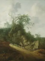 Cornelis Symonsz van der Schalcke, Dune landscape with shepherd and drove of sheep