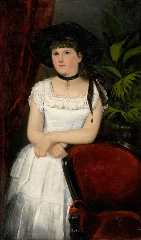 Lajos Kubanyi, Portrait of a Girl in Black Hat