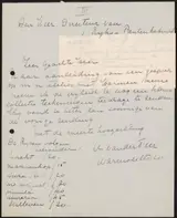 Anneke van der Feer, Brief aan jonkheer Hendrik Teding van Berkhout (1879-1969)