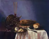 Adriaen Jansz Kraen, Still life with roast chicken