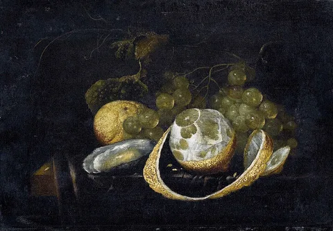 G. van Deynum, Still life with grapes, lemons and oyster