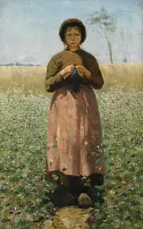 David de la Mar, A peasant girl in a field of flowers