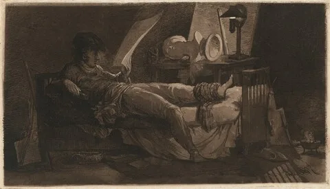 Josef Fischer, Self-Portrait with an Injured Foot
