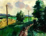Willy Bille, Landscape scenery with a couple walking on a country road.