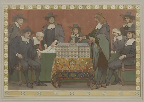 George Sturm, Jacob van Campen with a model for the Amsterdam city hall