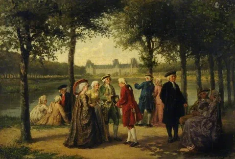 Léon Marie Constant Dansaert, A Promenade at a Chateau in the Time of Louis XV