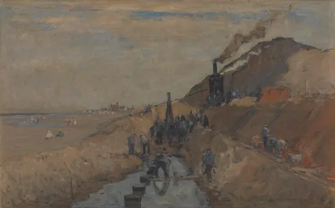Richard Baseleer, Dike Building on the Beach at Knokke