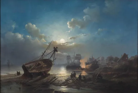 Henri Adolphe Schaep, Working in the Donks at Night
