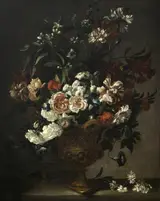 Pieter Hardimé, A Bronze Urn with Flowers on a Ledge