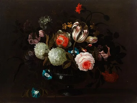 Pieter Hardimé, Still life of flowers in a glass vase